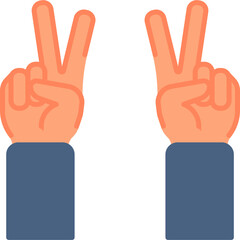 Victory hand gesture vector icon. Hand gesture icon flat style. perfect use for logo, presentation, website, and more. modern icon design color style