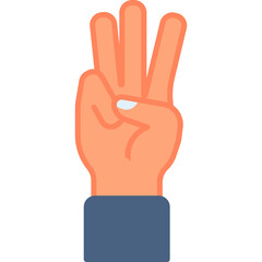 Three finger vector icon. Hand gesture icon flat style. perfect use for logo, presentation, website, and more. modern icon design color style