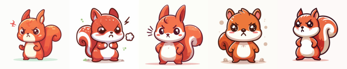 cute squirrel vector is showing angry expression