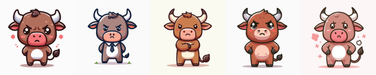 funny bull vector is angry expression