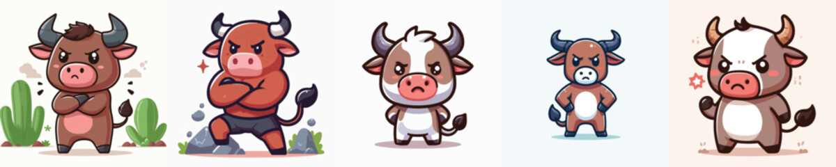 funny bull vector is angry expression