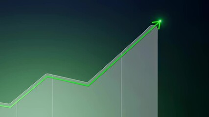 Green digital line graph with various upward trends, showcasing positive business growth and financial analysis footage. - Powered by Adobe
