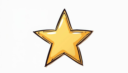 Yellow star illustration with black outline on white background  