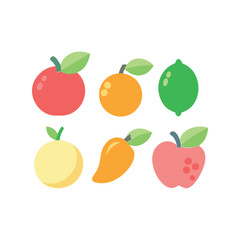 Vibrant fruit icon set in playful flat vector style – ideal for healthy food branding and summer projects

