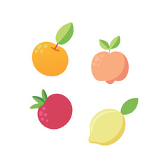 Vibrant fruit icon set in playful flat vector style – ideal for healthy food branding and summer projects

