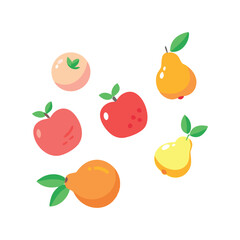Vibrant fruit icon set in playful flat vector style – ideal for healthy food branding and summer projects

