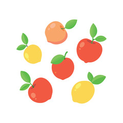 Vibrant fruit icon set in playful flat vector style – ideal for healthy food branding and summer projects


