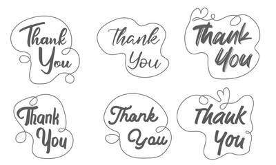 Thank You Handwritten Labels in One Line Style