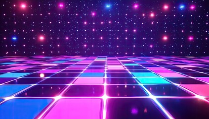 Shiny, colorful dance floor with vibrant lights
