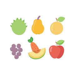 Vibrant fruit icon set in playful flat vector style – ideal for healthy food branding and summer projects

