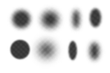 set black white circular halftone dot pattern. vector eps 
