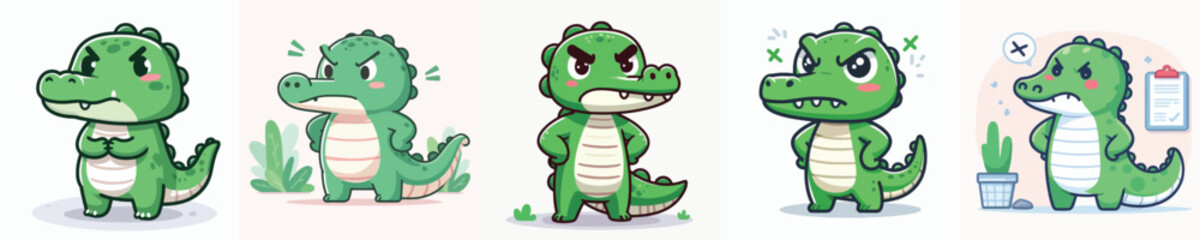 Fototapeta premium funny crocodile vector angry expression