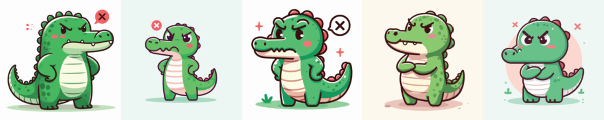 funny crocodile vector angry expression