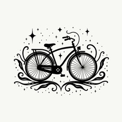 Obraz premium Stylish bike illustration with decorative elements, artistic design