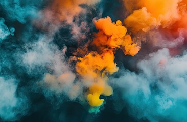 Abstract swirling smoke explosion in vibrant colors