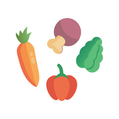 Set of vegetables flat vector illustration, colorful fresh food icons, healthy organic produce collection

