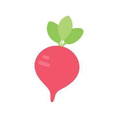 Radish flat minimal vector illustration, simple red root vegetable icon, healthy food design element

