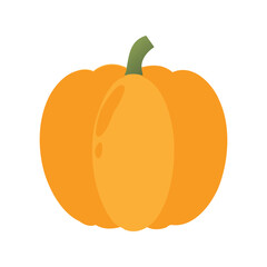 Pumpkin flat minimal vector illustration, simple orange vegetable icon, autumn harvest food design element

