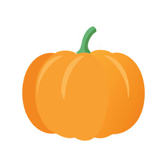Pumpkin flat minimal vector illustration, simple orange vegetable icon, autumn harvest food design element

