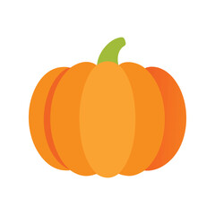 Pumpkin flat minimal vector illustration, simple orange vegetable icon, autumn harvest food design element

