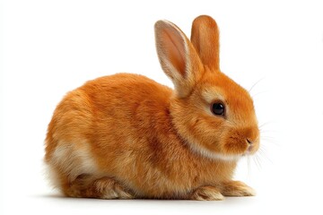 Fototapeta premium A solitary red rabbit on a white backdrop