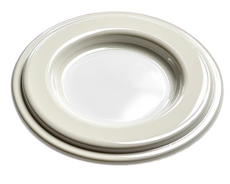 Cream-colored, round plate with concentric rings.  Smooth, glossy surface - Powered by Adobe