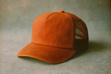 brown baseball cap on table, casual fashion accessory
