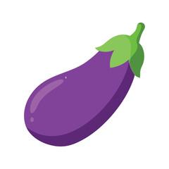 Eggplant flat minimal vector illustration, simple purple vegetable icon, healthy food, modern design

