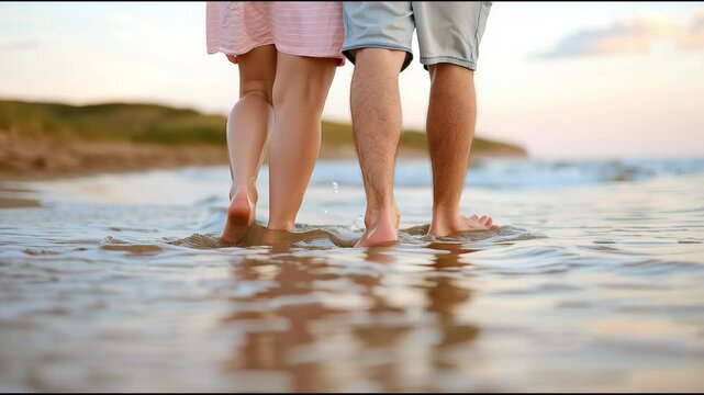 Ederly couple walking on the beach