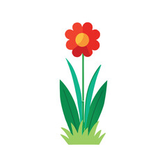 Flower flat minimal vector illustration, simple floral icon, modern botanical design, spring bloom art

