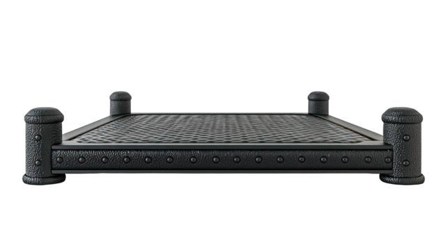 Dark gray, square, industrial-style platform