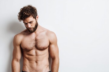 Fototapeta premium Attractive man on a light backdrop