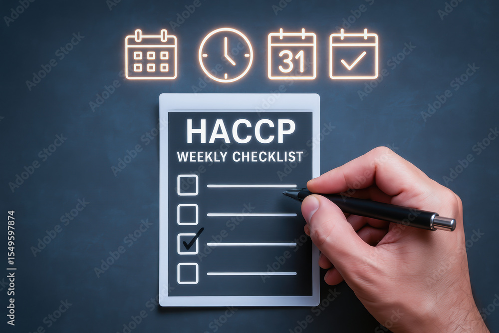 Poster haccp weekly checklist with critical control point analysis ensures hazard management and safety com