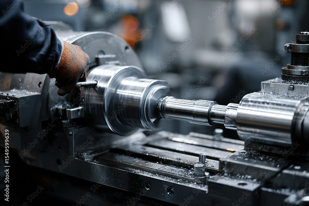 Poster precision metalworking in a factory with a focus on cnc machine operations for intricate parts produ