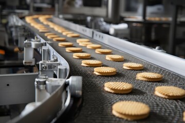 Biscuit conveyor in food manufacturing machinery