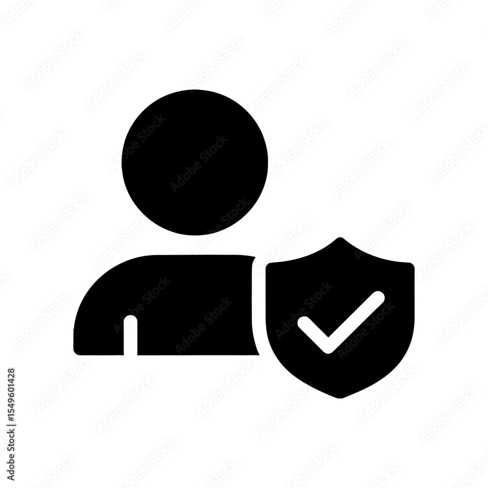 Poster user security and verified protection icon with a shield and checkmark a symbol for a safe account a