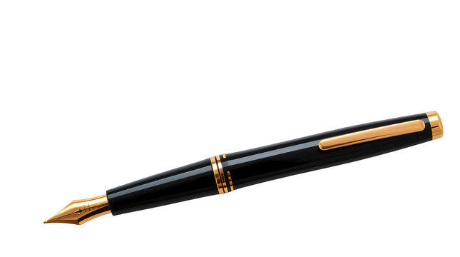 Photo of fountain pen lying isolated on transparent background