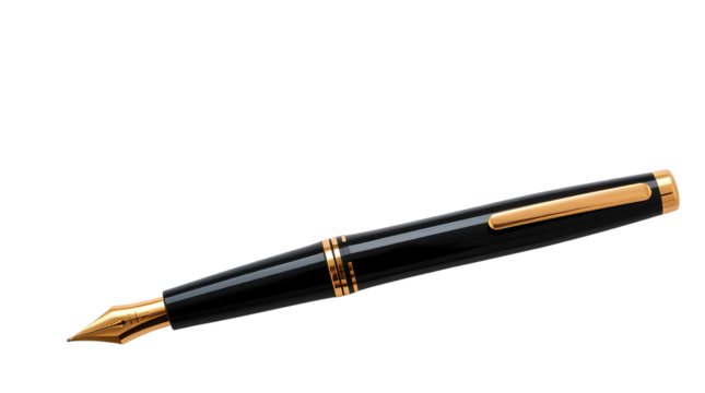 Photo of fountain pen lying isolated on transparent background - Powered by Adobe