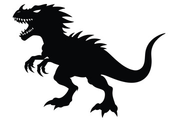 Fototapeta premium angry dinosaur silhouette vector elements, clipart dinosaur flat design illustration