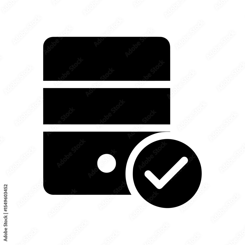 Poster approved server icon with a checkmark for a successful and verified system an icon for an online com
