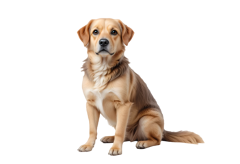 Sitting Dog, Looking in the Camera Isolated on Transparent Background.