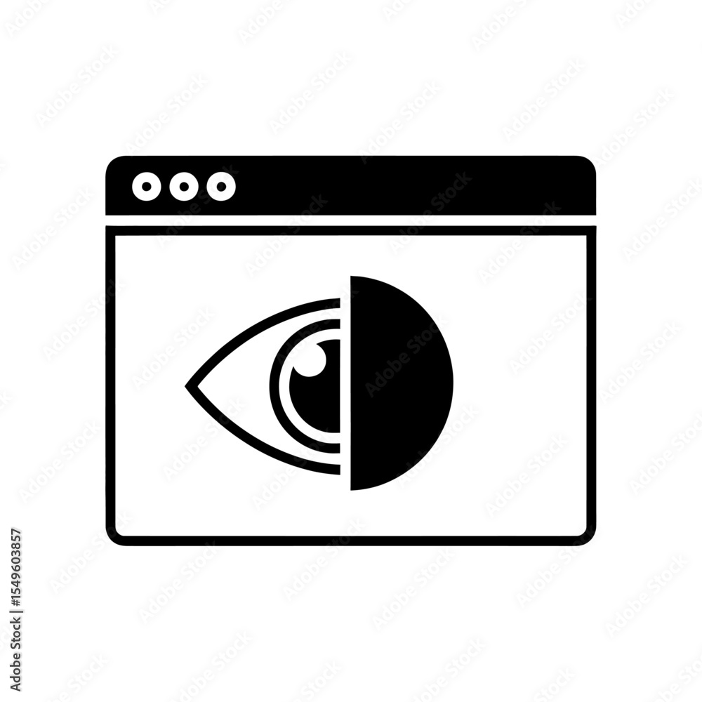 Poster web browser monitoring icon with an eye for privacy surveillance and user tracking a symbol of onlin