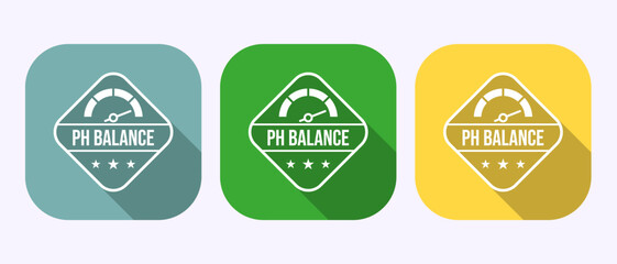 PH balance icon design illustration. Neutral PH balance icon sign, Free acidity concept in shadow button design