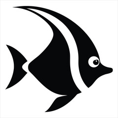 Obraz premium Stylized Moorish idol fish silhouette illustration. Ideal for use in marine biology projects, aquarium branding, ocean-themed educational materials, tropical travel brochures, underwater wildlife info