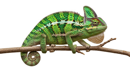 Isolated Veiled Chameleon on Branch