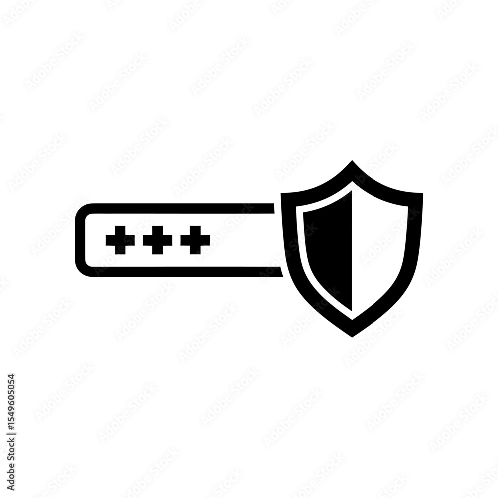 Aufkleber password security icon vector glyph with a shield for secure authentication and data protection symb