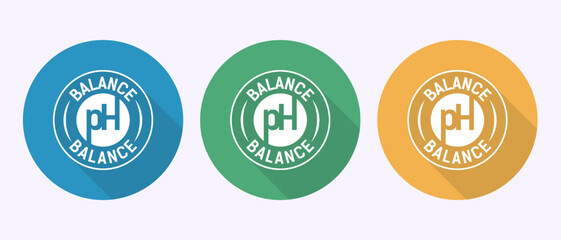 PH balance icon design illustration. Neutral PH balance icon sign, Free acidity concept in shadow button design
