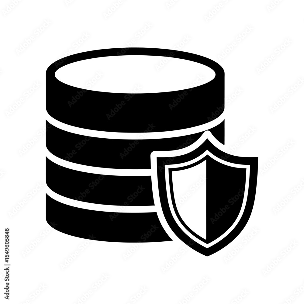 Aufkleber database security icon vector glyph with shield for data protection and server safety information st