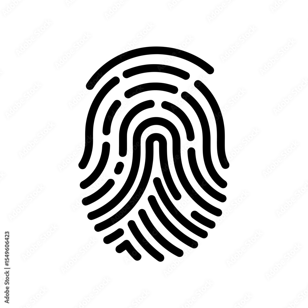 Poster thumbprint icon vector glyph for biometric identification and personal security fingerprint symbol f
