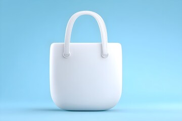 Minimalist white handbag on a blue background